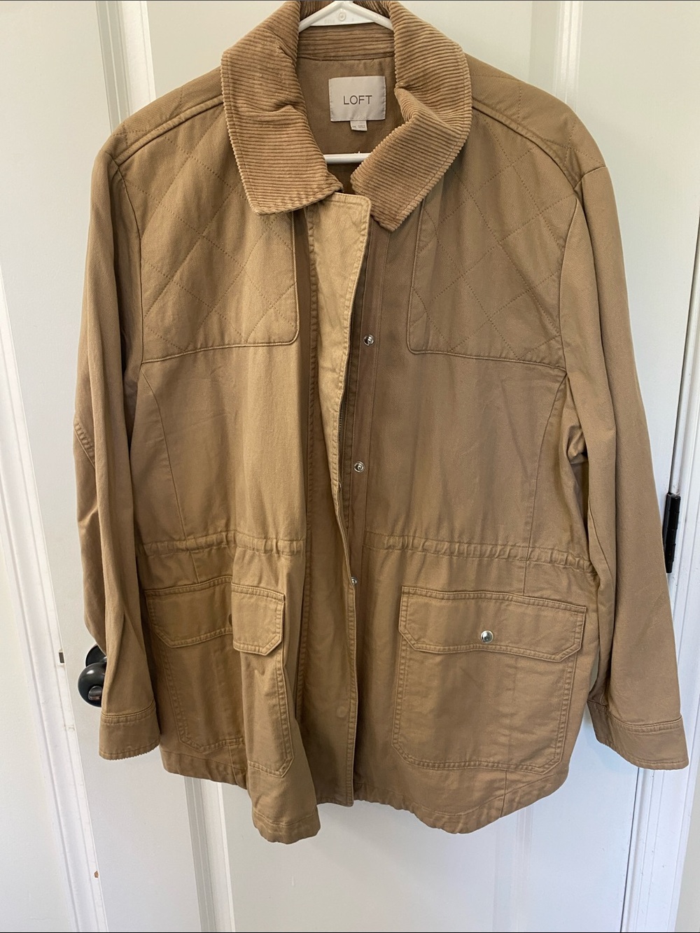 LOFT Women’s Tan Field Jacket with Corduroy Collar